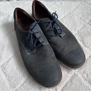 Johnston & Murphy | Navy Oiled Leather Walden Lace Up Shoes | Size 13